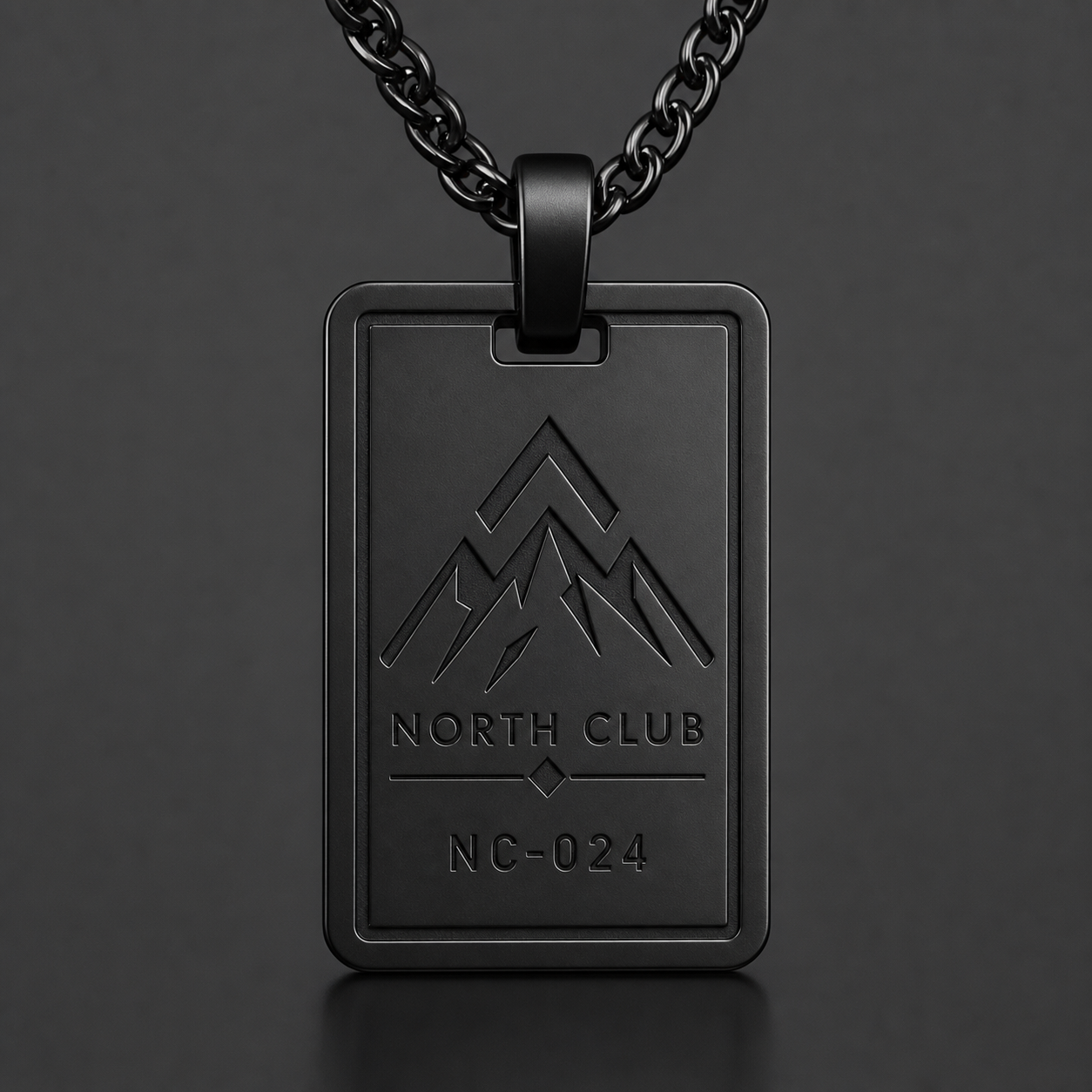 Matte black club logo tag