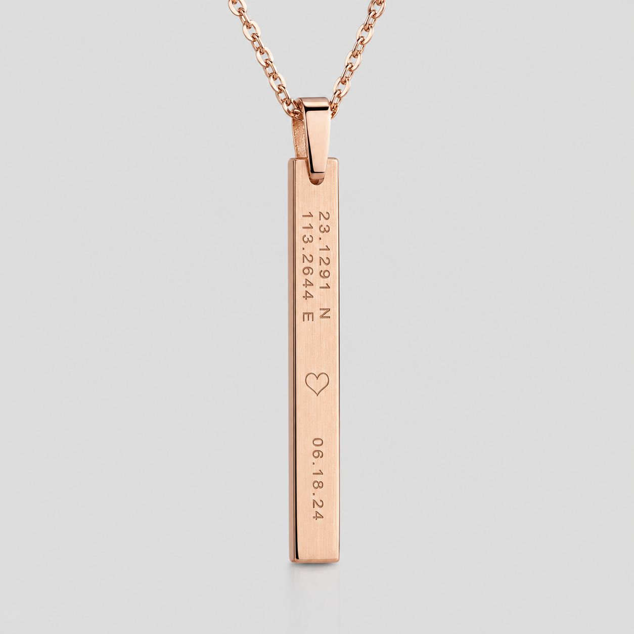 Rose gold coordinate bar pendant