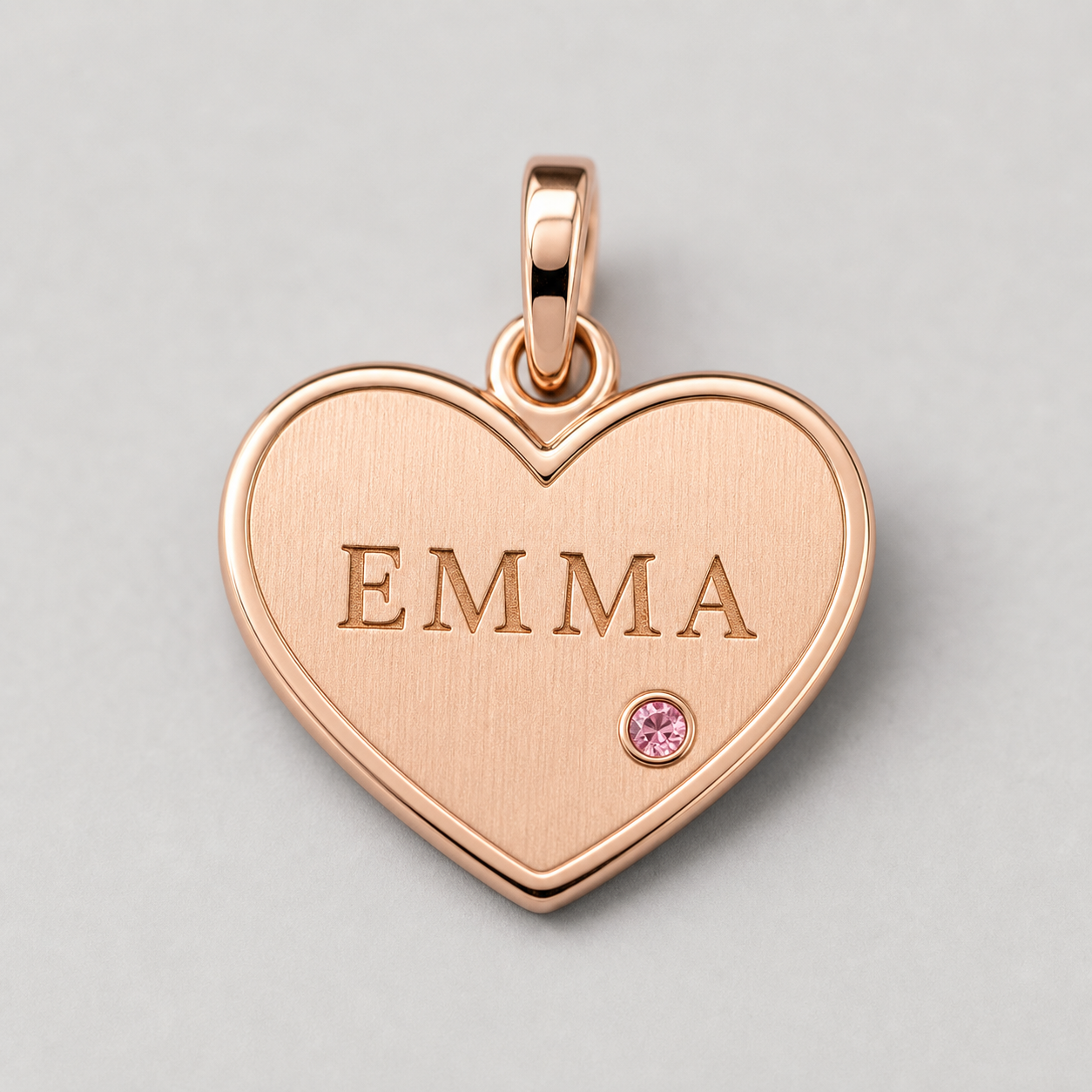 Rose gold heart name pendant with accent stone