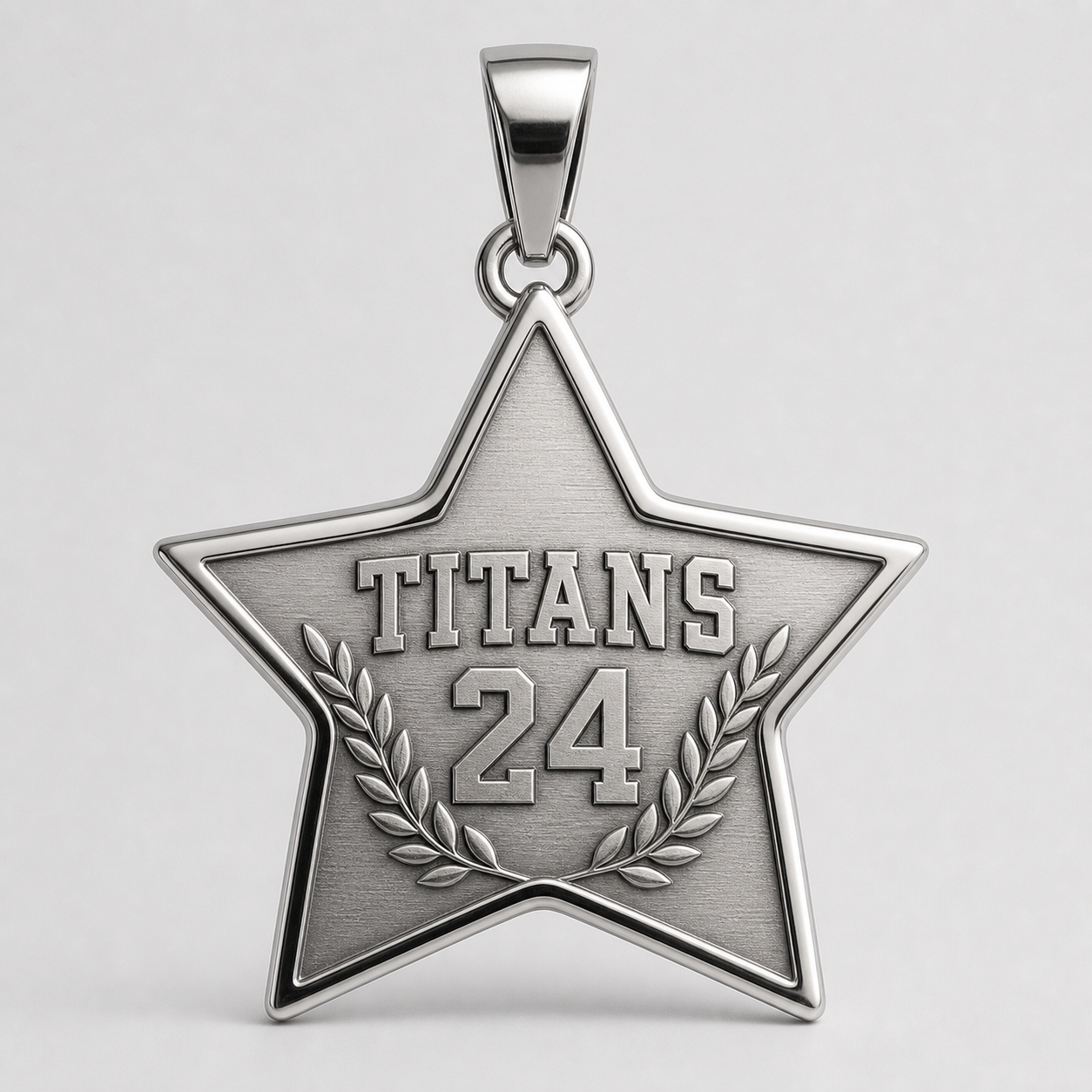 Silver star team medal pendant
