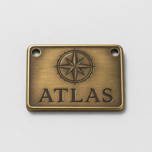 Antique Brass Compass Logo Plate