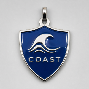 Blue Enamel Shield Logo Tag