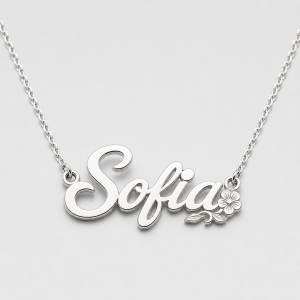Polished Silver Script Name Necklace